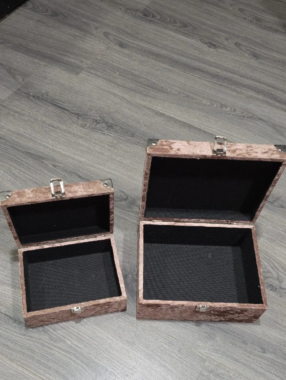 Crushed Velvet Storage Boxes Set - Rose Taupe